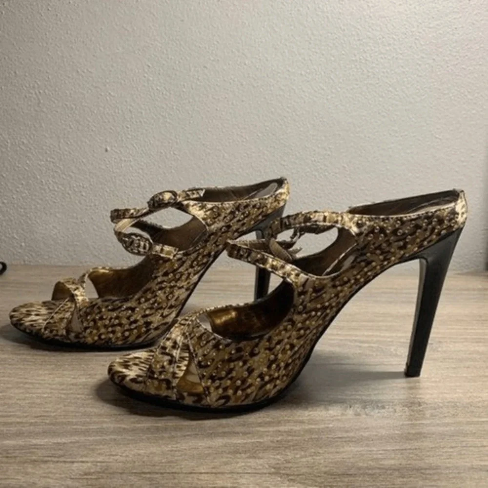 CARLOS SANTANA Leopard Print Rhinestone Stiletto Heels, Size‎ 6